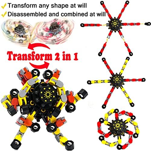3pcs FingertiP Gyro Fidget Spinners, giratórios de brinquedos de brinquedos transformáveis ​​Chain Fidget Toy Toy deformado Mechanical