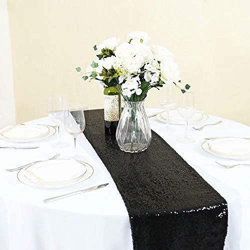 GFCC Black Table Runner - 3 pacote 12x72 polegh Sparkly lantejão corredores para festa de Natal para festa de casamento