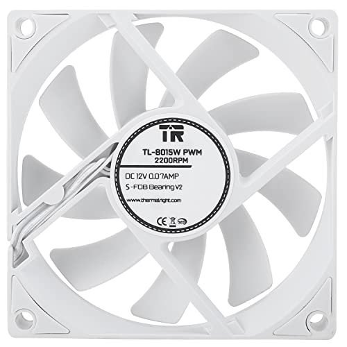 Termalright TL-8015W CPU Fan Concutora Fã de 4pin 4pin PWM PC Fan, ventilador de 15 mm Slimline, velocidade de 2200rpm, ventilador