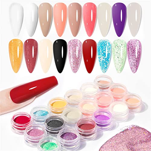 6pcs Dip Powder Nail Kit, Girls Night Collection Dipping Powder Conjunto nude cinza rosa glitter azul para manicure de unhas