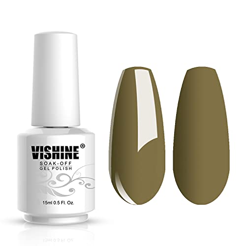 Vishine Soak-off UV LED LED Gel Polish Nail Art Manicure Lacquer Dark Khaki Color 005