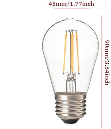 6Pack LED Filamento Bulb S14-2W LUZ LED LUZ FILIREÇÃO BULBA, E26 BASE, CLARE WAX WARD Branco 2700-3000k, Ledis de bulbo