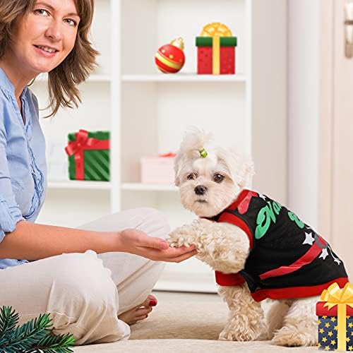 5 peças Camisas de cão de Natal Camisas de cão de Natal Papai Noel Elf Soft Traje de inverno Camisetas de cachorro de Natal Camisas