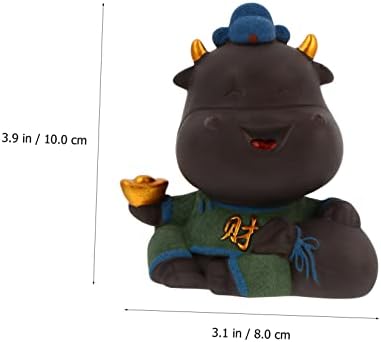 IPETBOOM 3PCS Anos da estátua Presente Aquário Aquário Adornamento Ox Penário Pequena paisagem Figura Lucky Ano Ano para Presentes