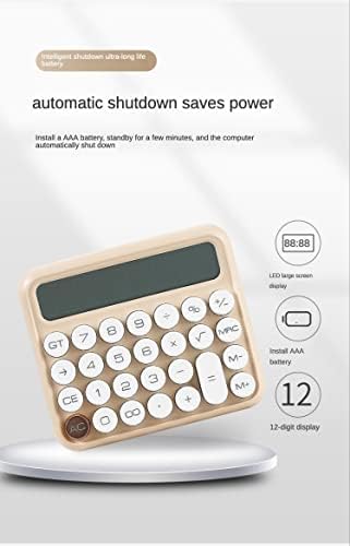 Calculadora de interruptor mecânico de 12 dígitos, calculadora de desktop LCD LCD Grande calculadora financeira de botão grande e sensível para escritório, casa e escola