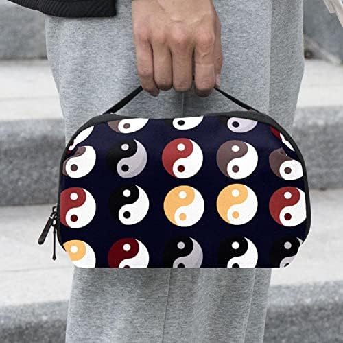 Organizador eletrônico, bolsa organizadora de cabo, caixa de viagem de organizador eletrônico, bolsa de cosméticos, bolsa de tecnologia, fofoca colorida de Yin Yang