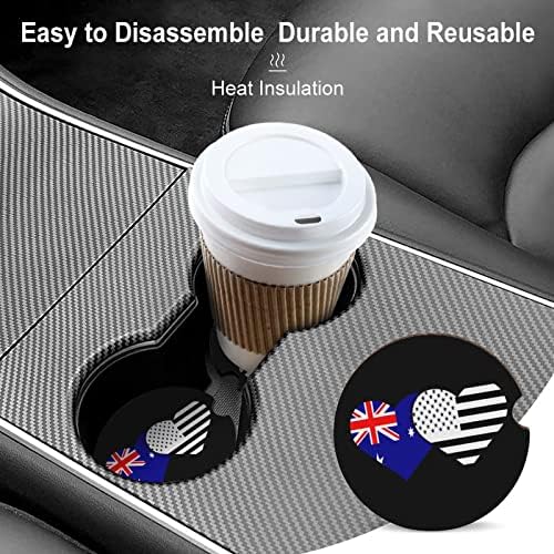 Bandeira australiana e bandeira americana Round Cars Coasters Cute Cup Titulares 2,56 polegadas para absorvente de bebida