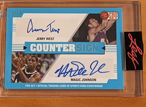 Magic Johnson e Jerry West 2021 Leaf Pro Set Sports Auto Lakers Basketball 2/15 - Basquete autografado