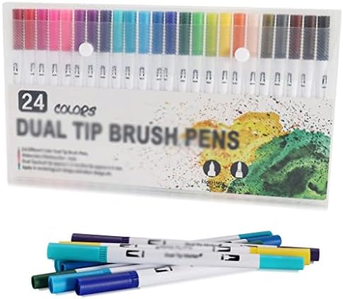 N/A 12/24 Cores marcadores de arte em aquarela Definir caneta de caneta dupla Fininer desenhando papelaria de pintura para colorir mang