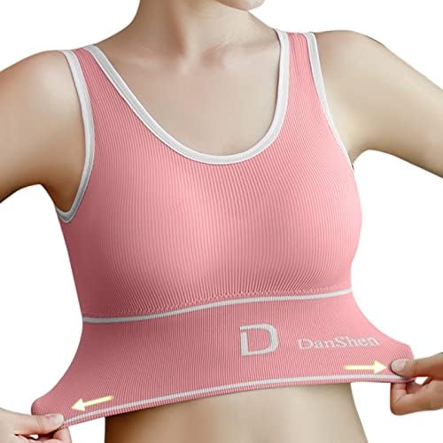 Jinfe Womens Sports Sports Yoga Bra Tampa de colheita de suporte completo para treino Running Fitness Checked Tube Top Top