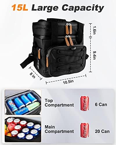 Lancheira isolada - 15l 12 latas grandes saco de piqueniques macios com compartimento duplo para externo/camping/churrasco/viagem,