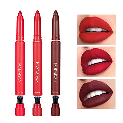 Xingxyuel 3 cores Crayon Lipstick Matte Conjunto de veludo Lipstick Nude Lip Lip Gloss fosco à prova d'água Lipstick duradouro