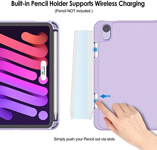 Jetch Case for iPad mini 6 com porta -lápis, suporte de suporte de 2º lápis, tampa de comprimido fino com TPU suave,