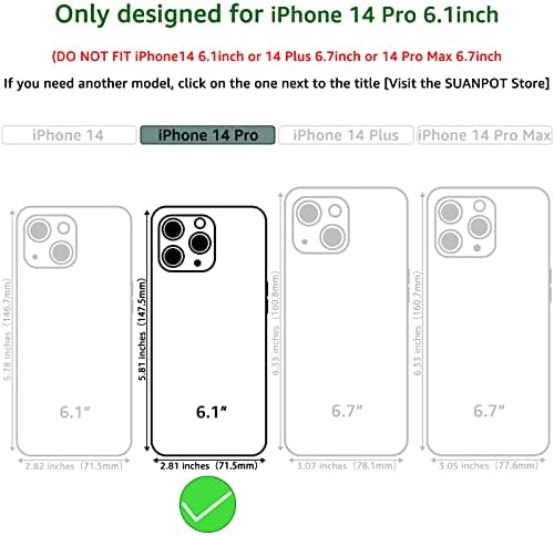 Suanpot para iPhone 14 Pro 6,1 polegadas Caixa de carteira 【Bloqueio de RFID】 【【【【9 CARTO】】 【Pocket】, titular de cartão de crédito