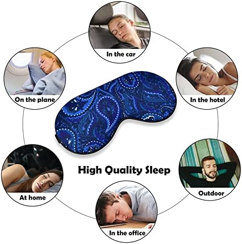 Blue Paisley Sleep Mask Blue, máscara de máscara de máscara de máscara leve com cinta ajustável para homens mulheres