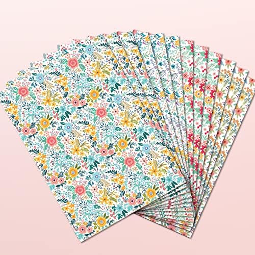 LDGOOAEL FLORAL FLORAL PAPEL FELETES -12 FELHOS COM 4 PATERNAS FLORAIS, PAPEL DE ENTRINAMENTO DE GREST para o dia das mães,