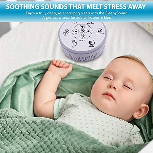 Máquina de som de ruído branco para adultos, crianças e bebês. 4 em 1: 6 sons naturais, 2 portas USB, timer, 2 modos de luz noturna.
