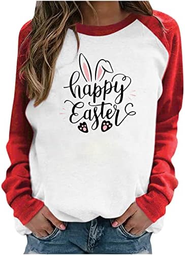 Engraçado Feliz Páscoa Pripa Prinha Sweotshirts for Women Bunny Graphic Slova Longa Pullover 2023 Tamas de camiseta