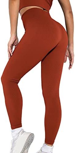 Calças de ioga Ethkia para mulheres petite feminino casual com nervuras estampadas de cintura alta de ioga de ioga