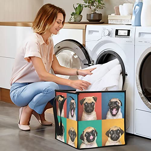 CACHORRO PUG BIN BIN DESCOLHAÇÃO COMPORTAÇÃO DE BOTAGEM DE BOTAÇÃO CBUE CUBE CREADRY Cesta de berçário à prova d'água com alças