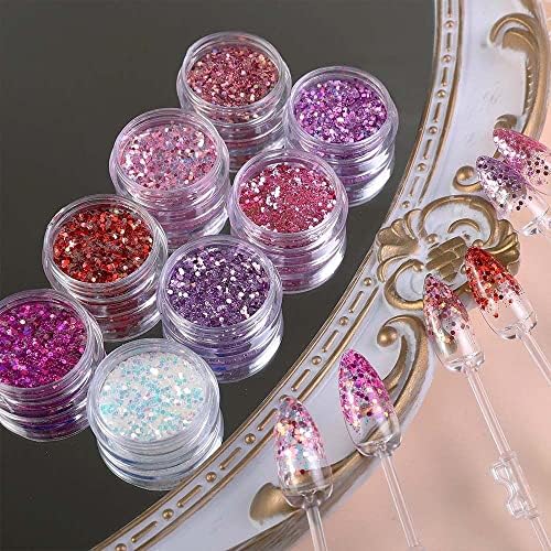 1 Caixa de caixa de brilho hexagonal lenças de jóias de unhas Ilusão de laser grande remendo decorações holográficas de glitter