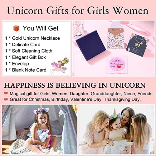 Presentes de unicórnios storup para meninas, 14K Gold Bated colorido CZ colorido CENDENTE PENENTE DENICORNA CARTA DE CARTÃO DE UNICORNE