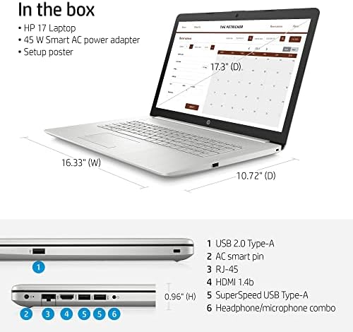 HP 2022 2 17,3 FHD IPS DISPLAY LAPTOP PC Intel 11th Gen 4-Core i5-1135g7 20 GB DDR4 RAM 512GB NVME SSD Intel IRIS XE Graphics Backlit