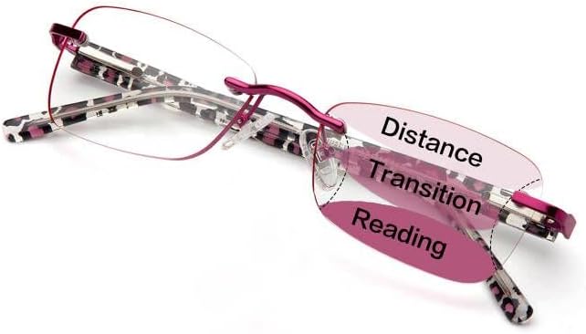 Rimelns Progressive Multifocus Reading Glasses para mulheres elegantes leitores de bloqueio de luz azul sem moldura para mulheres