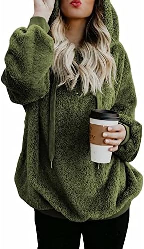 Neyouqe feminino quente inverno manga longa 1/4 zip up lã de moletons com moletom suéteres de camisetas difusas com bolso