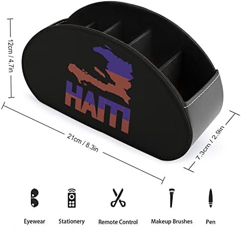 Haiti Mapa Flag TV Remote Control titular com 5 Compartamentos PU CAIXA DE CATDY ORGANIZER CATDY CAIXA