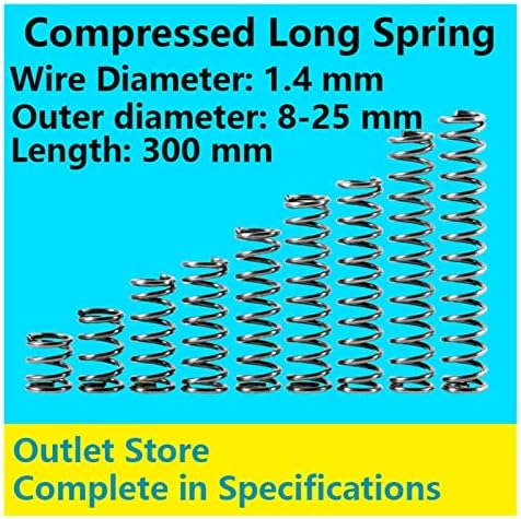 AHEGAS SPRINGS RETORNAR COMPRESSÃO DO FIXO DO FIXO LONGO DE MENHA DE MERDA 1,4 mm, diâmetro externo 8-17mm, comprimento 300mm