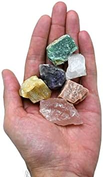 Chakra Stones and Crystals Conjunto de 13 peças, kit de coleta de cristal de cura natural com 7 pedras caídas e 6 cristais de pedras
