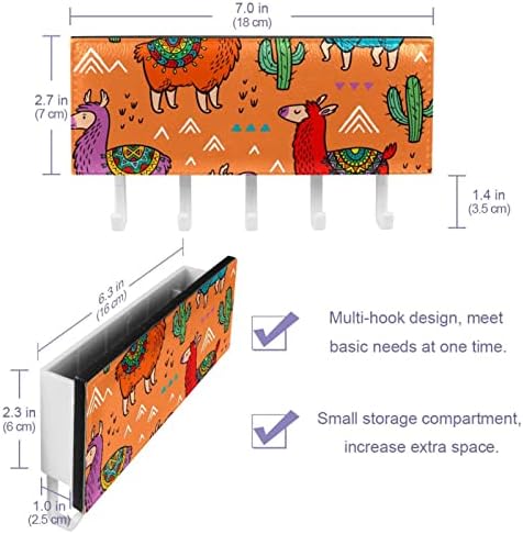 Lamas alpaca cactus cactus patttern organizador com 5 ganchos parede banheiro prateleira prateleira prateleira de armazenamento multifuncional