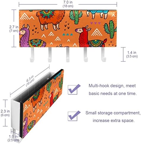 Lamas alpaca cactus cactus patttern organizador com 5 ganchos parede banheiro prateleira prateleira prateleira de armazenamento