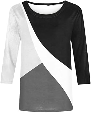 Mulher 3/4 manga conforto Roupos de cor de algodão Crewic Graphic Casual Fit Top Top Fall Summer para feminino 13