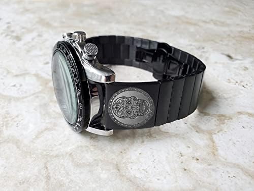 Nickston Graved Band Strap para Largura de 22mm LUGAS Tradicional relógios casuais de luxo e relógios inteligentes Black Stainless