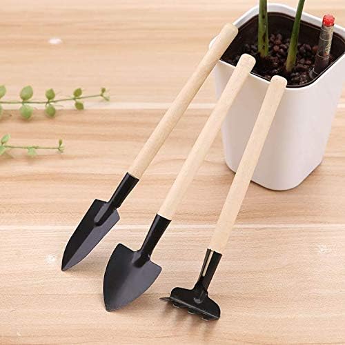 Yofan Mini Conjunto de 7 ferramentas de jardim internas, ferramentas de plantio manual, uma pequena pá/rake/pá de solo suculento ferramentas para jardinagem interna