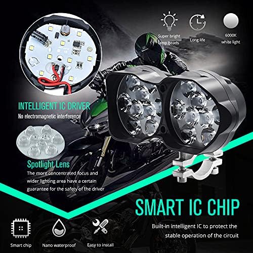 Luzes de acionamento de motocicleta DC9-85V 3000lm Super Bright 18SMD Chips Sport Lights impermeabilizado para carros ATV Bike Yamaha Utv Truck Boat, 1-Pack