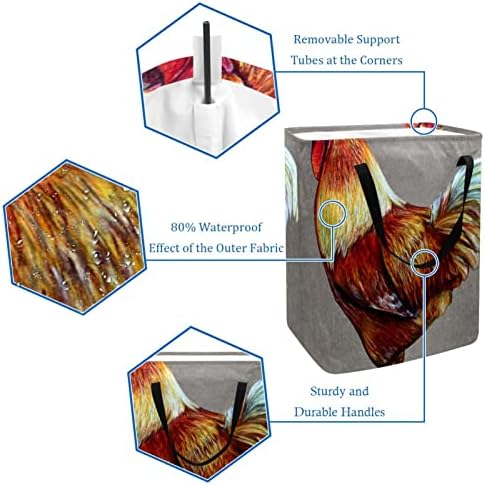 Djrow Laundry Basket Rooster Desenho de fundo vintage Lavanderia dobrável para o banheiro Brinquedos e organizações de roupas