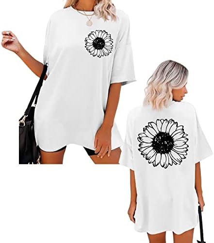 Camiseta de grandes dimensões, letra engraçada letra gráfica da tripulação de manga curta tops soltos de verão tops de verão