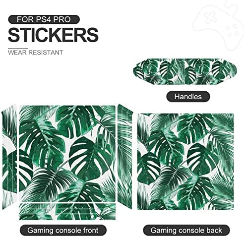 Pele de adesivo de folhas de palmeira tropical para PS-4 Slim Console e Controller Wrap Full Skin Protector Cover compatível com