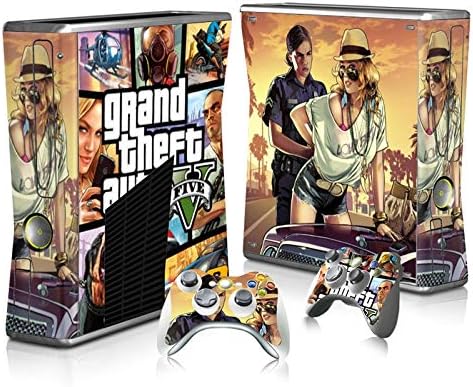 Sortro -Eletrônico - adesivo de pele de vinil para o console e controlador Slim do Xbox 360 - Grand Theft Auto, Protetor, Durável e Cobertura de Decalel