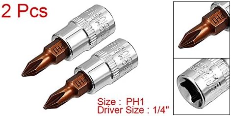 UXCELL 1/4 Drive x Ph1 Phillips Bit Bit, bits de aço S2, soquetes CR-V 1,5 Comprimento 2pcs