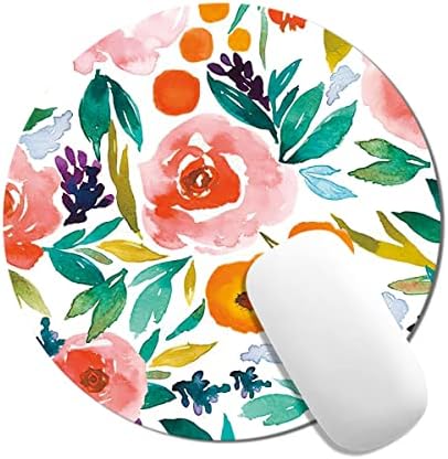 Almofada redonda de mouse, fofa flor de mouse de textura premium de flor, mousepads laváveis ​​com pano de lycra,