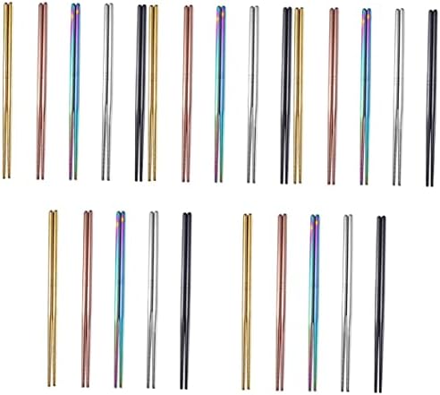 Bestonzon 25 pares pares de aço inoxidável pauzinhos de lanches kit de lanche que servem utensílios de aço inoxidável