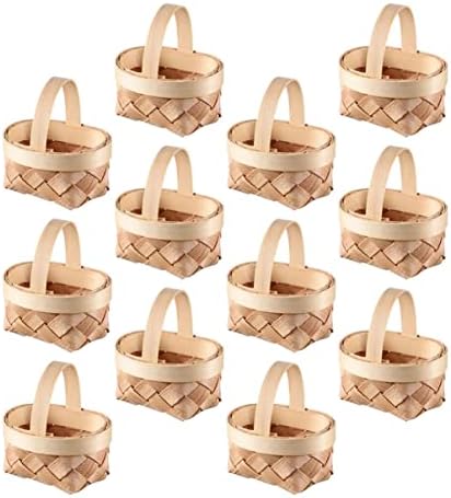 Decoração de ganazono decorações 3pcs mini -tecido cesto minúsculo cesto pequeno cesto de madeira mini cesta com alça: casamento caseiro em madeira