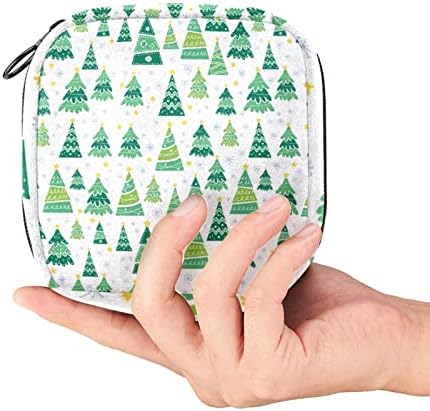 Árvores de Natal Verde Estrelas Amarelas Estrelas Padrão Menstrual Bolsa para Escola, Os tampões coletam bolsa para