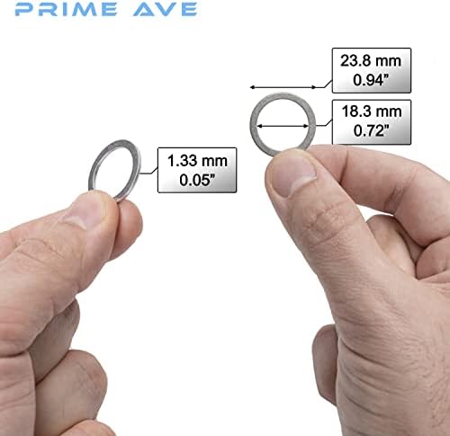 Prime Ave 18mm Crush Aluminum Oil Dren Plug Washers Compatível/Substituição para Ford Mazda Porsche & Volvo ~ Parte