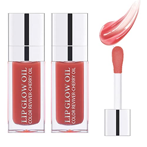 JHSLCHA 2PCS ABRILHANTE ÓLEO LIP LIP, ÓLEO DE GLOW LIP HIDRAÇÃO, ÓLEO DE LIMO