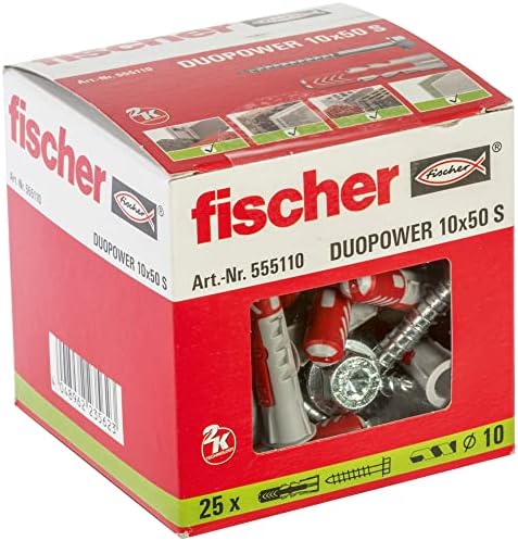 Fischer 555110 DUOPOWER WALLPLUG, vermelho/cinza